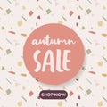Autumn sale background. Terrazzo pattern on cream background. Vector illustration, flat design