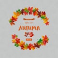 Autumn sale banner with colorful leaves,fall poster background for label,website,flyer,advertising,voucher discount,promotion