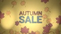 Autumn sale banner, 3d render paper colourful tree leaves on yellow background. Royalty Free Stock Photo