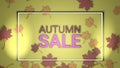 Autumn sale banner, 3d render paper colourful tree leaves on yellow background. Royalty Free Stock Photo