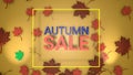 Autumn sale banner, 3d render paper colourful tree leaves on yellow background. Royalty Free Stock Photo