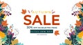 Autumn sale banner design template with colorful fall leaves and discounts Royalty Free Stock Photo