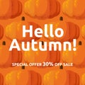 Autumn sale banner with grain shadow style for autumn season