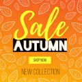 Autumn sale banner tamplate. Fall leaves flyer, poster, card, label design. Vector illustration EPS10 Royalty Free Stock Photo