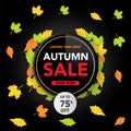 Autumn sale banner template with leaves, fall leaves for shopping sale. banner design. Poster, card, label, web banner. Vector ill