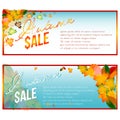 Autumn sale banners with orange leaves