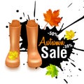 Autumn Sale Concept with Autumn Leaves Vector Illustration. Sale banner design with colorful autumn leaves background for fall Royalty Free Stock Photo