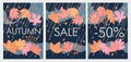 Autumn sale and discounts. Colored vector plates