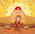 Autumn Sale girl - card