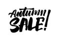 Autumn sale hand drawn calligraphy text. Lettering inscription.