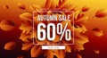 Autumn sale horizontal banner tamplate. Fall leaves flyer, poster, card, label design. Vector illustration EPS10 Royalty Free Stock Photo