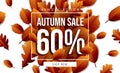 Autumn sale horizontal banner tamplate. Fall leaves flyer, poster, card, label design. Vector illustration EPS10 Royalty Free Stock Photo