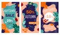 Autumn Sale Instagram Stories. Floral Style Vector Illustration