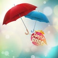 Autumn sale labels with umbrellas. EPS 10 Royalty Free Stock Photo