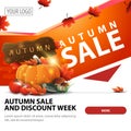 Autumn sale, modern stylish square web banner for advertising and promotion of your business with harvest of vegetables. Royalty Free Stock Photo