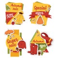 Autumn sale offer banner for website banner items card with clothes related to autumn. Rainy cold time to celebrate