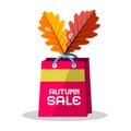 Autumn Sale Pink Paper Shopping Bag Royalty Free Stock Photo