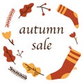 Autumn sale poster of discount promo web banner for autumnal seasonal shopping of maple leaf, rowan berry or oak. Vector