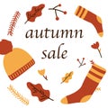 Autumn sale poster of discount promo web banner for autumnal seasonal shopping of maple leaf vector