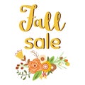 Autumn sale poster of discount promo web banner for fall seasonal shopping flowers branch