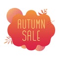 Autumn sale. Simple and modern abstract background with interesting shapes. Leaves, lines and circles. Gradient yellow, red and