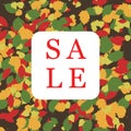 Autumn sale square banner with leaf