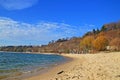 Autumn sandy beach of Black Sea Bulgaria Royalty Free Stock Photo