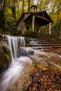 Autumn in Sant Marti del Corb church, La Garrotxa, Spain