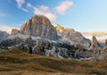 Autumn scene in Dolomites mountain. Tofana, Cinque Torri -Dolomites. Italy