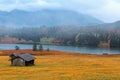 Autumn scene of Lake Geroldsee, a beautiful alpine lake in Gerold between Garmisch-Partenkirchen & Mittenwald in Bavaria Germany Royalty Free Stock Photo