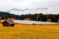 Autumn scene of Lake Geroldsee, a beautiful alpine lake in Gerold between Garmisch-Partenkirchen Royalty Free Stock Photo