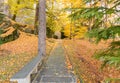 Autumn scene landscape at park of Sacred Mount Calvary of Domodossola, Italy