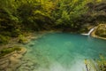 Autumn scene in Nacedero de Urederra river, Navarra, northern Spain