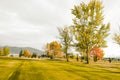 An autumn scene in a public park Beautiful gold fall Panoramic Beautiful Nature Autumn landscape. Royalty Free Stock Photo