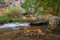 Autumn scene on a river, long exposure, water silk effect