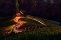 Slovenia landscape ,hart shape road, winery, autumn scene, nature , mountains