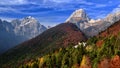 Italy landscape , autumn scene, nature , waterfall ,mountains Royalty Free Stock Photo