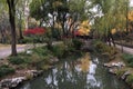 Autumn scenery at ancient Chinese garden in Suzhou