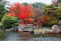 Autumn scenery of a beautiful Japanese garden in Katsura Imperial Villa  Royal Park  in Kyoto Royalty Free Stock Photo