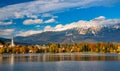 Autumn scenery of Bled lake at sunny day, Slovenia Royalty Free Stock Photo