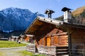 Autumn scenery of Engalm with alpine village Almdorf Eng, Austria,Tyrol