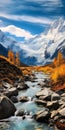 Spectacular Autumn River In Mountainscape With Y2k Aesthetic