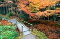 Autumn scenery of a Japanese garden in Enkouji, a Buddhist Temple in Kyoto Royalty Free Stock Photo