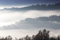 Autumn scenery up early with fog in Zagorochoria, Epirus Greece Royalty Free Stock Photo