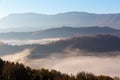 Autumn scenery up early with fog in Zagorochoria, Epirus Greece