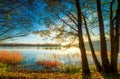 Autumn scenic lake landscape sunrise Royalty Free Stock Photo