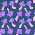 Autumn seamless cartoon polka dots mushrooms pattern for wrapping paper and fabrics and kids print and Halloween