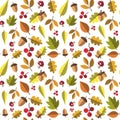 Autumn Seamless Pattern Background Yellow Leaves Ornament Fall Season Royalty Free Stock Photo
