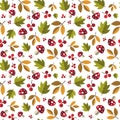 Autumn Seamless Pattern Background Yellow Leaves Ornament Fall Season Royalty Free Stock Photo