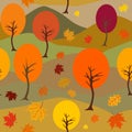 Autumn Seamless Pattern Fall Colorful Maple Trees Leaves Repeat Pattern for Textile Design, Fabric Printing, Stationary, Packagin